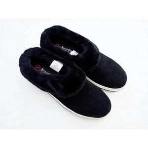 Blondo Suri Waterproof Suede Slip-On Sneaker Faux-Fur Lining in Black Womens 7M